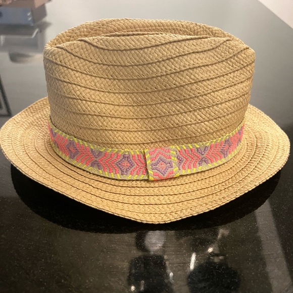 🛍️$8 or 3 for $20😍 H&M subtle summer fedora with neon fabric band - Picture 1 of 4